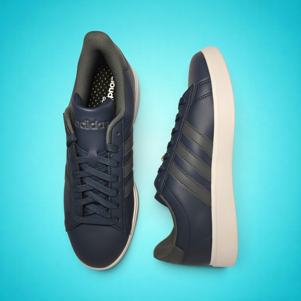 New Adidas Grand Court 2.0 men's navy blue and grey sneakers, size 9.5. - Picture 6 of 9